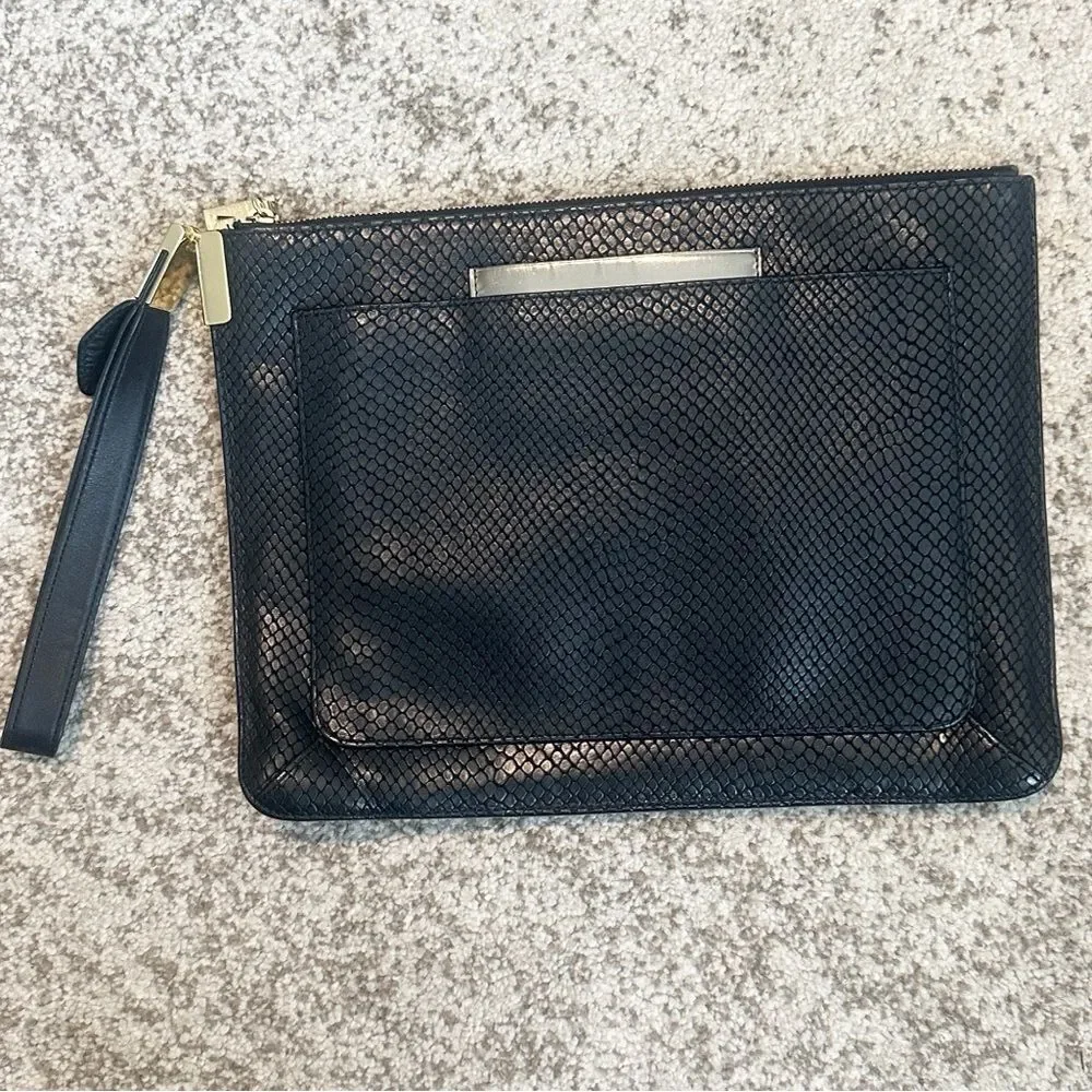 Times Arrow Black Leather Wrislet/Clutch Bag